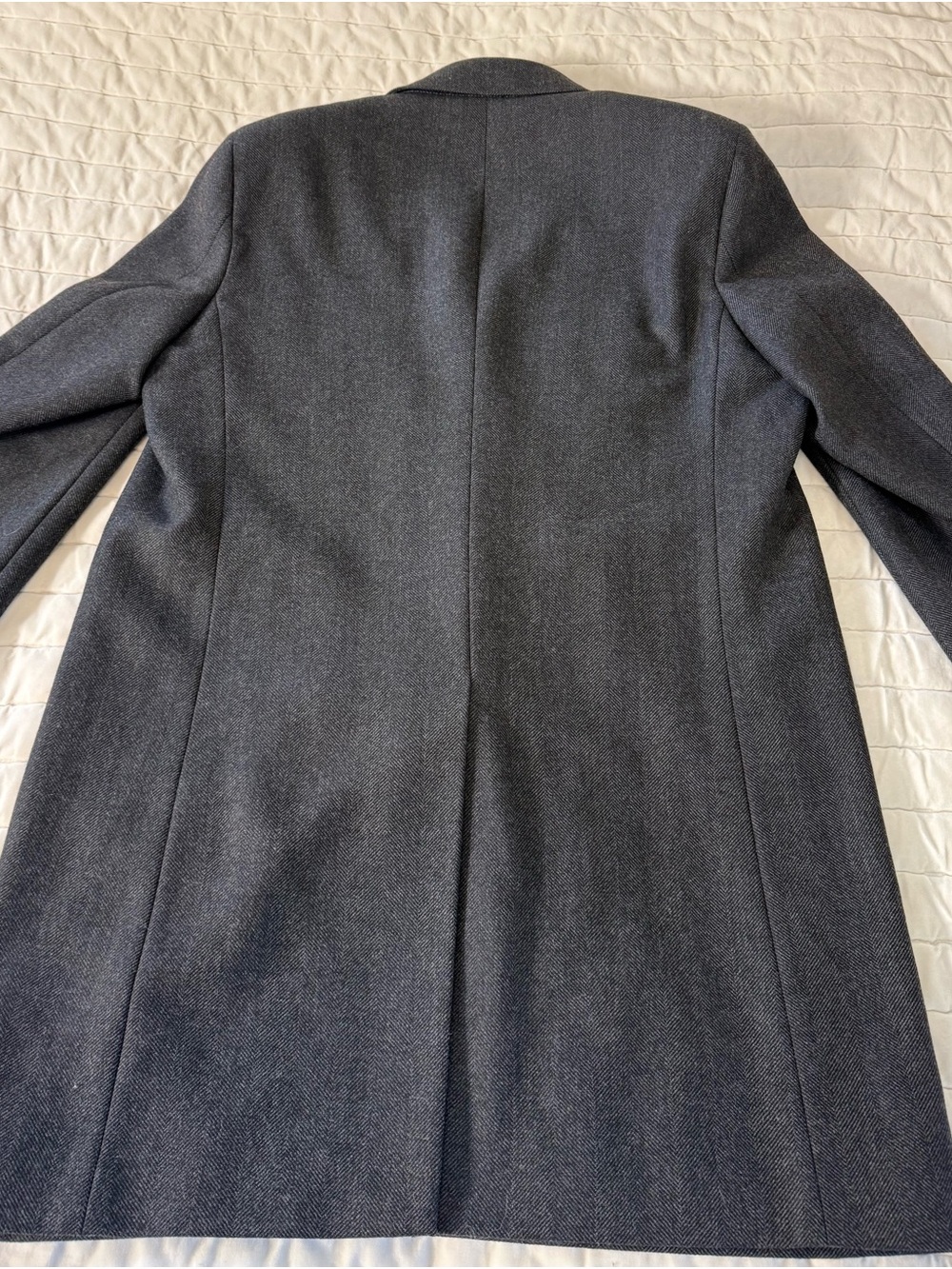 Brooks Brothers Dark Gray Wide Herringbone 100% Italian Wool Blend Overcoat- 44R - Picture 11 of 15